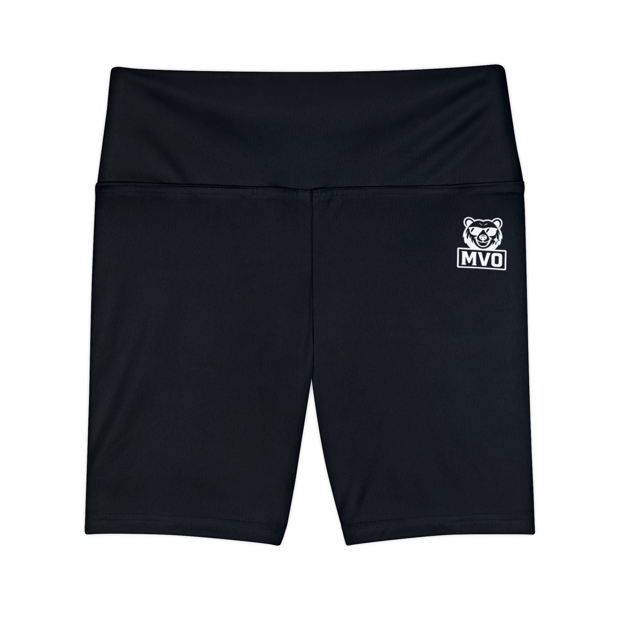 Women's Black Athletic Bike Shorts with MVO Bear Logo