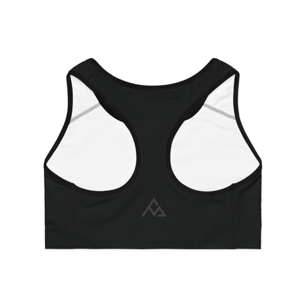 MVO Bear Logo Sports Bra — Black Athletic Racerback