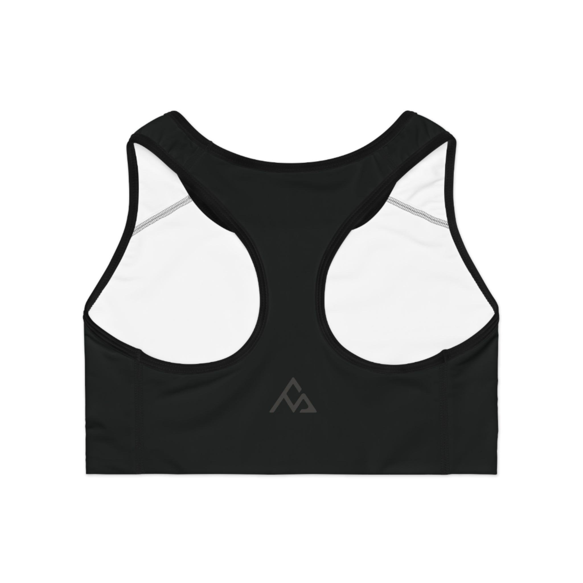 MVO Bear Logo Sports Bra — Black Athletic Racerback