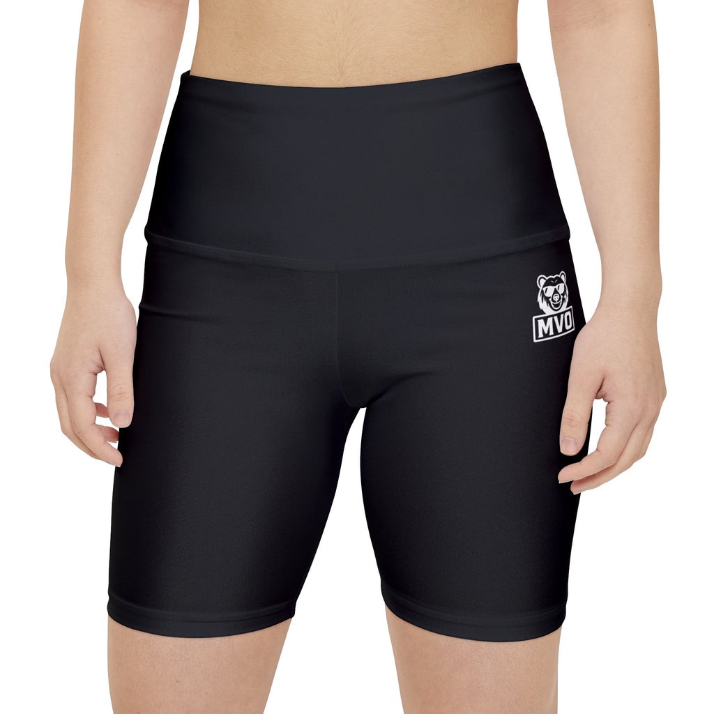 Women's Black Athletic Bike Shorts with MVO Bear Logo